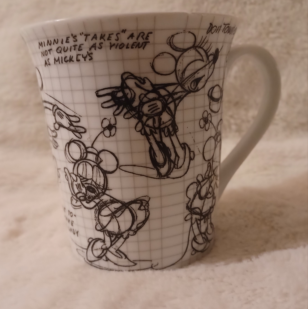 Disney DONALD DUCK/MINNIE  MOUSE sketch book Coffee Mugs Collectible Ceramic